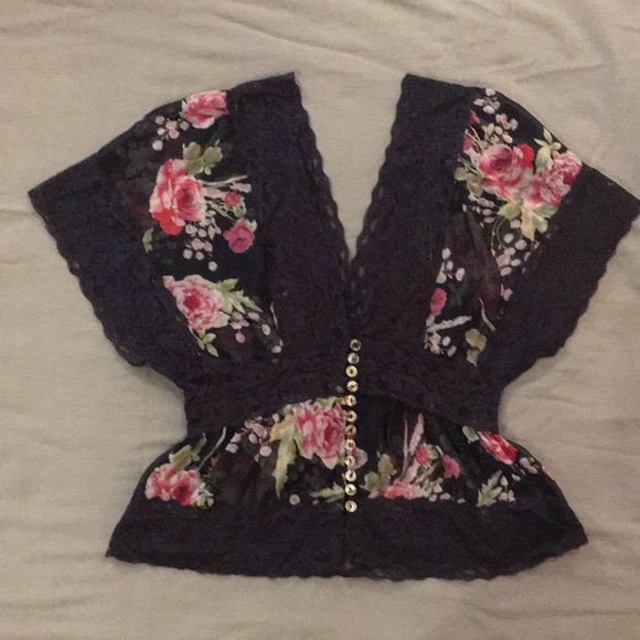 Navy Floral Kimono - Picture 6 of 6